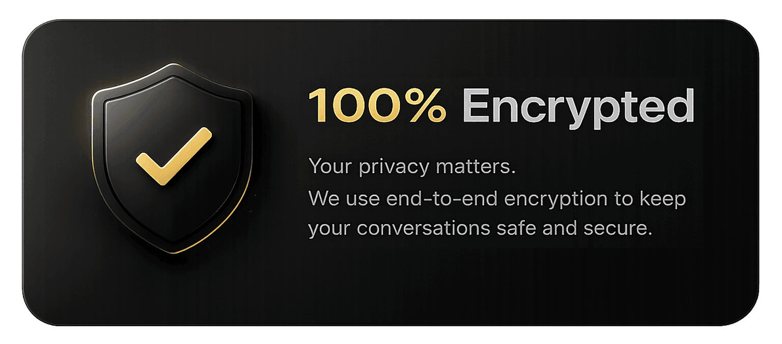 100% Encrypted — end-to-end encryption